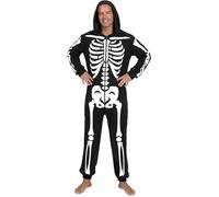 Spooktacular Creations Costume squelette pour adulte - Combinaison pyjama à capuche zippée - Costume d'Halloween et de costumade - Vêtements de nuit L