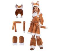 Spooktacular Creations Costume Sweet Girls Fox Costume Set for Halloween Dress Up Party, Role-Playing, Carnival Cosplay, Jungle-Themed Party (Large (10-12 yrs))