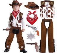 Spooktacular Creations Cowboy Costume Deluxe Set for Kids Halloween Party Dress Up,Role Play and Cosplay (Medium ( 8- 10 yrs))