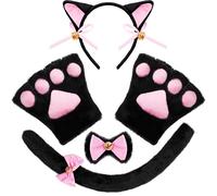 Spooktacular Creations Déguisement de Chat Ensemble 5 Pièces Accessoires de Costume de Chat Chaton pour Adulte et Enfant Cosplay Halloween