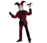 Spooktacular Creations Déguisement de clown bouffon rouge et noir unisexe pour Halloween, pour enfants, pour une fête, rouge, taille XL (12-14 ans)
