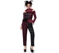 Spooktacular Creations Déguisement de clown d'Halloween pour femme, déguisement de bouffon adulte, tenue de bouffon effrayant pour Halloween, soirée à thème clown (grand modèle)