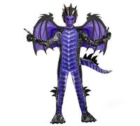 Spooktacular Creations Déguisement de dragon violet pour enfant, ailes, queue et masque de dragon pour garçon, taille XL