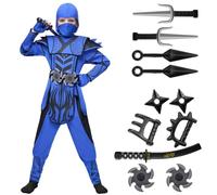 Spooktacular Creations Déguisement de ninja d'Halloween pour enfant, tenue de ninja pour garçon, déguisement d'Halloween, jeux de rôle, soirées à thème, bleu, taille M