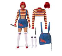Spooktacular Creations Déguisement de poupée tueuse pour femme, déguisement de poupée tueuse cauchemardesque pour adulte, déguisement d'Halloween pour femme, cosplay à thème effrayant (taille M)