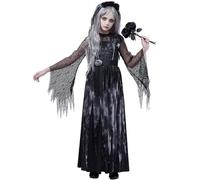 Spooktacular Creations Déguisement de princesse pour fille, déguisement d'Halloween effrayant pour enfant, robe noire avec serre-tête pour jeux de rôle fantômes d'Halloween (grand (10-12 ans))