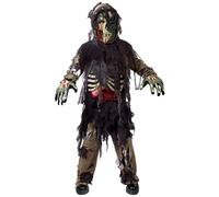 Spooktacular Creations Déguisement de zombie pour enfant, déguisement d'Halloween pour garçon, déguisement de squelette mort-vivant, noir, taille M