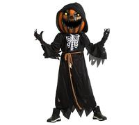 Spooktacular Creations Déguisement d'épouvantail et de faucheuse de citrouilles pour enfant, avec tête de citrouille, pour Halloween, cosplay et jeux de rôle (grand modèle (10-12 ans))