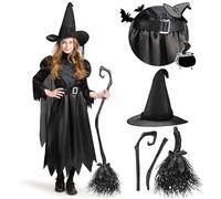 Spooktacular Creations Déguisement enfant fille sorcière noire version simple pour enfant, Halloween