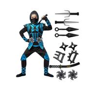 Spooktacular Creations Ensemble de costume de ninja bleu, combinaison ninja avec accessoires en mousse pour enfants, tenue d'Halloween pour tout-petits, idées de cosplay (petit, 5-7 ans)