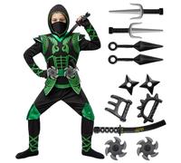 Spooktacular Creations Ensemble de costumes de luxe Ninja vert avec accessoires en mousse Ninja, jouets pour enfants, tenue de Kung Fu, idées d'Halloween (moyen (8-10 ans))