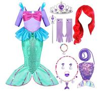 Spooktacular Creations Ensemble de Costumes de Sirène de Luxe avec Perruque Rouge et Bandeau (M)