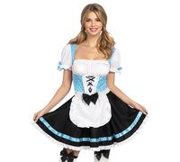 Spooktacular Creations Ensemble de costumes pour femme Oktoberfest allemand, robe de bière allemande noire et bleue et bas hauts M