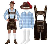 Spooktacular Creations Ensemble de costumes pour homme à carreaux bleus pour l'Oktoberfest allemand bavarois pour Halloween, fête et festival de la bière S