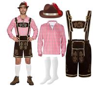 Spooktacular Creations Ensemble de costumes pour homme à carreaux rouges pour l'Oktoberfest allemand bavarois pour Halloween, fête et festival de la bière XXL