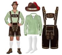 Spooktacular Creations Ensemble de costumes pour homme à carreaux verts pour l'Oktoberfest allemand bavarois pour Halloween, fête et festival de la bière L