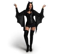 Spooktacular Creations Ensemble de déguisement de chauve-souris noire pour femme, avec bandeau et cape à ailes de chauve-souris, pour Halloween, taille Plus