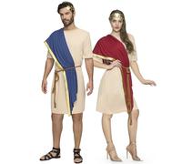 Spooktacular Creations: Ensemble toge unisexe pour adultes, idéal en couple avec tunique romaine, châles, ceinture et couronne pour Halloween et fêtes costumées.L