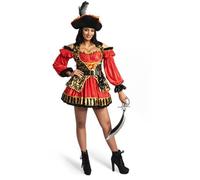 Spooktacular Creations Femmes Red Spanish Pirate Robe Costume Ensemble avec chapeau, ceinture, pochette pour adulte Halloween Dress Up Party Cosplay-S