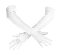 Spooktacular Creations Gants longs de soirée d'opéra, gants blancs en satin des années 20 pour femmes, gants en soie extensibles jusqu'aux coudes pour robe de mariée, 21 pouces