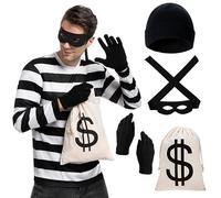 Spooktacular Creations Halloween Adult Robber Costume Ensemble, incluez des sacs de gants de t-shirts et un masque pour les yeux pour la fête d'Halloween-m