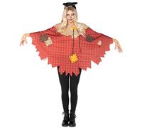 Spooktacular Creations Halloween adulte vérifié Scary Scarecrow Poncho Costume avec patch et bandeau de luxe pour femmes