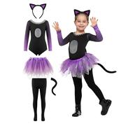 Spooktacular Creations Halloween Child Girl Purple Black Tutu Cat Jupe Costume for Party (3T (3-4 ans))