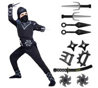 Spooktacular Creations Halooween Costume de ninja noir pour enfant garçon pour Kinds Toddler Dress up Party