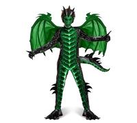 Spooktacular Creations Kids Dragon Costume, Jumps de dragon noir vert, Boys Dragon Ailes, queue et masque pour Halloween Dress Up-M-M