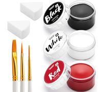 Spooktacular Creations Kit de maquillage Halloween 8 pièces, 3 peintures pour le visage et le corps, fond de teint à l'huile avec 3 pinceaux et 2 éponges pour Halloween, clown, zombie, cosplay