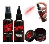 Spooktacular Creations Lot de 3 flacons de faux sang pour Halloween - Spray de 60 ml - 60 ml de sang coulant - 30 ml de sang de gel réaliste et lavable - Pour costumes d'Halloween, cosplay, décoration