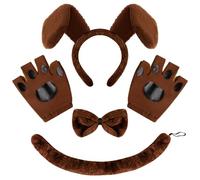 Spooktacular Creations Lot de 5 accessoires de costume pour chien et chiot avec oreilles de chiot, bandeau, nœud papillon, gants et queue