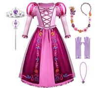 Spooktacular Creations: Lot de 8 robes de princesse lumineuses pour filles avec cape longue et robe à paillettes LED. Idéal pour anniversaires, cosplay et Halloween.(petite (5-7 ans))