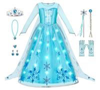 Spooktacular Creations Lot de 8 robes de princesse lumineuses pour filles avec cape longue et robe à paillettes LED. Idéal pour anniversaires, cosplay et Halloween. (petite taille (5-7 ans))