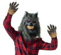 Spooktacular Creations Masque de loup-garou d'Halloween à LED avec mâchoire mobile, masque effrayant lumineux pour adultes, vacances, cosplay d'horreur, accessoires de costume phosphorescents