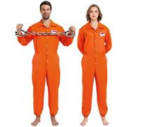 Spooktacular Creations Prisoner Jumpsuit Orange Prison Escaped Détenu Jailbird Combinaison Costume avec étiquette de nom