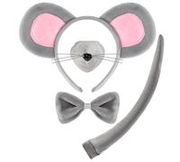 Spooktacular Creations propose un ensemble de 4 accessoires pour costume de souris grise pour adultes et enfants, avec bandeau oreilles de souris de rat, idéal pour Halloween.
