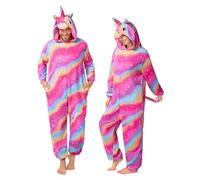 Spooktacular Creations Pyjama d'Halloween avec licorne arc-en-ciel - Unisexe - Pour adulte - Avec capuche et licorne arc-en-ciel - Costume pour Halloween, soirée à thème cosplay, taille XXL
