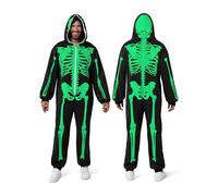 Spooktacular Creations Pyjama squelette d'Halloween phosphorescent pour homme adulte Costume d'Halloween Cosplay Fête à thème