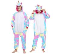 Spooktacular Creations Pyjama Unisexe pour Adulte en Peluche, Combinaison Une pièce Bleue colorée, Costume d'animal Licorne L