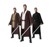 Spooktacular Creations Robe tunique à capuche marron pour homme adulte, ensemble avec manteau, robe, ceinture et quelques accessoires d'Halloween pour costume d'Halloween, cosplay-XL