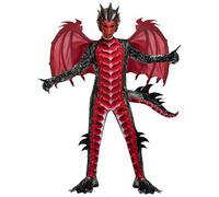 Spooktacular Creations Suit de dragon noir et rouge pour garçons (moyen (8-10 ans))