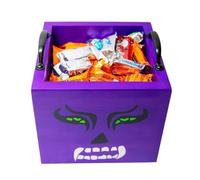 Spooky Candy Boxes - 16x17.7x17.7cm Wooden Square Treat Containers, Seasonal Party Packaging, Charming Holiday Detail | Kids Adults Classroom Home Family Gathering Halloween Event Treat Sharing