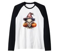Spooky Clown with Pumpkins for Halloween Manche Raglan
