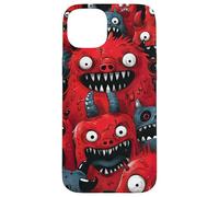 Spooky drôle Halloween Red Monster Droodle Art Horror Design Coque pour iPhone 15 Plus