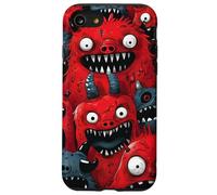 Spooky drôle Halloween Red Monster Droodle Art Horror Design Coque pour iPhone SE (2020) / 7/8