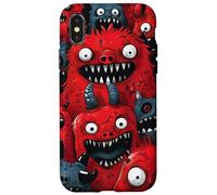 Spooky drôle Halloween Red Monster Droodle Art Horror Design Coque pour iPhone X/XS