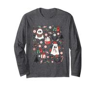 Spooky Ghost Cute Christmas Ho Ho Merry Holiday Retro Pastel Manche Longue