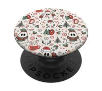 Spooky Ghost Cute Christmas Ho Ho Merry Holiday Retro Pastel PopSockets PopGrip Adhésif