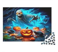 Spooky Ghost & Pumpkins Puzzle 1000 pièces, Halloween hanté, découpe précise, Art encadrable 70x50cm